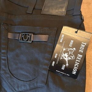 True Religion Men's Dark Jeans with Signature Stitching